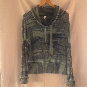 Altar'd State Olive and Charcoal Cowl Neck long sleeve top